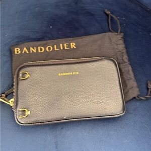 Bandolier Black Leather Expanded Pouch